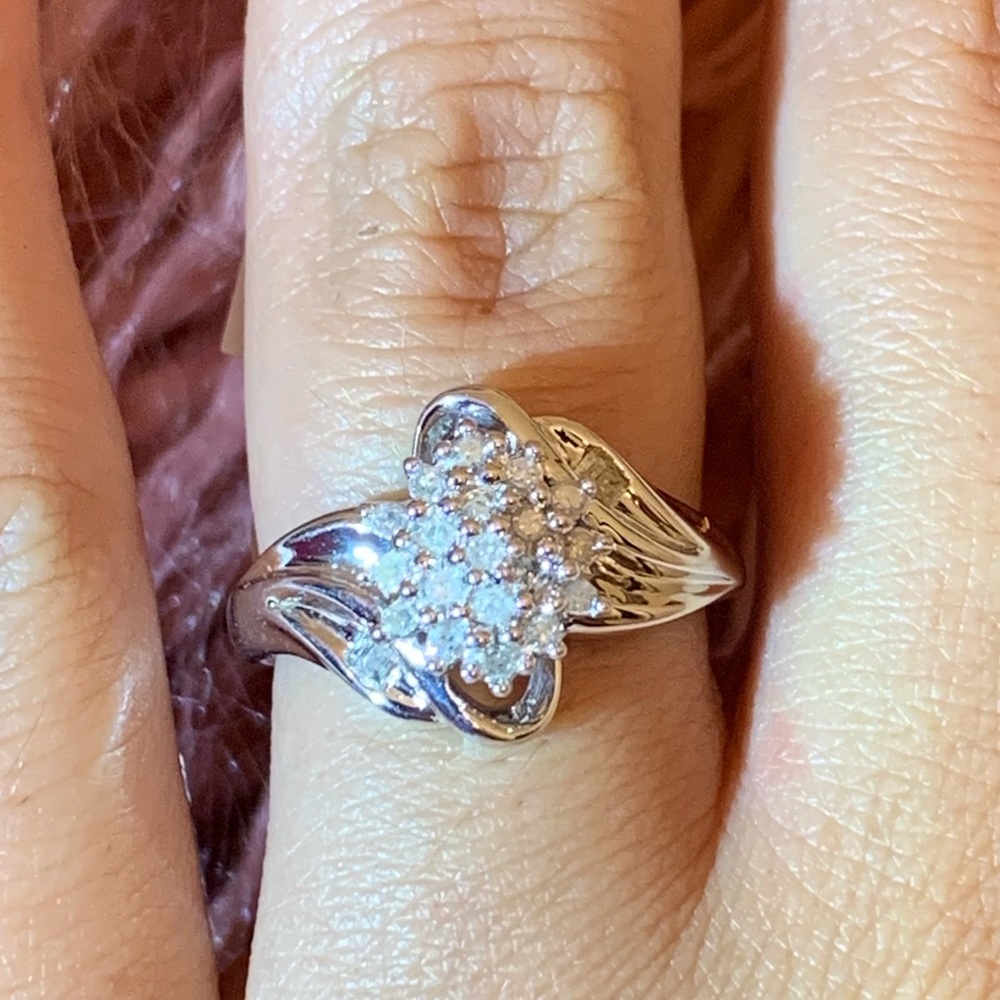 Diamond Sterling Silver Bypass Ring 0.25 ctw